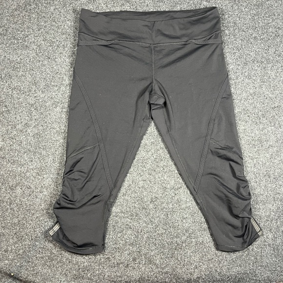 Lululemon Pants - Lululemon Run Turbo Crop Leggings Black Ruched Reflective Running Pants Size 8